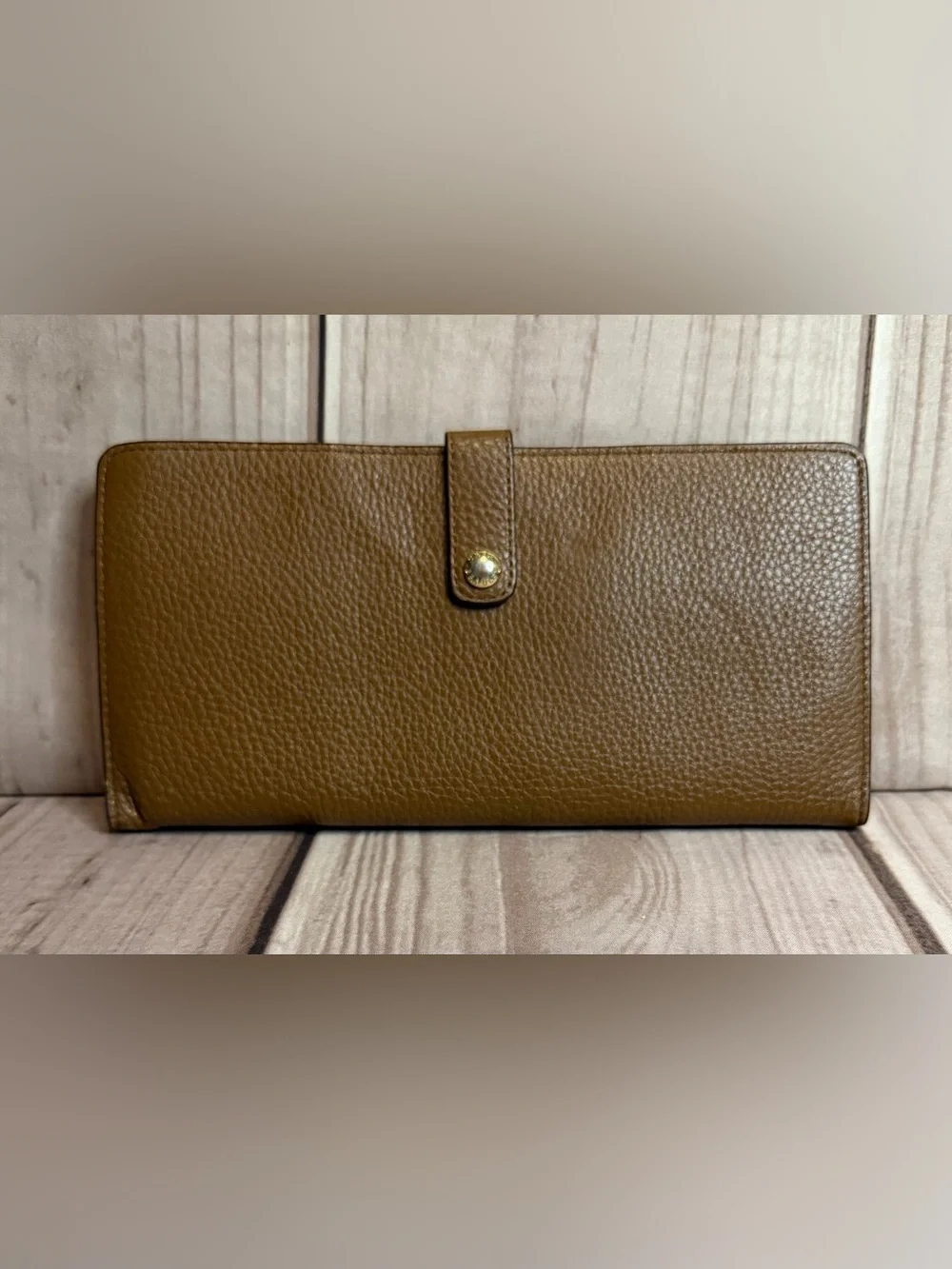 Vera Bradley Slim Travel Organizer Wallet Brown Pebbled Leather